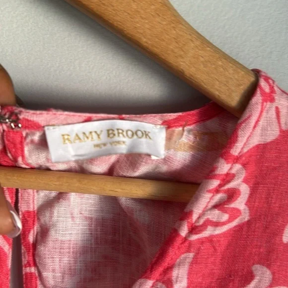 RAMY BROOK Jolie linen Floral Mini Tiered Dress Small - Picture 9 of 16